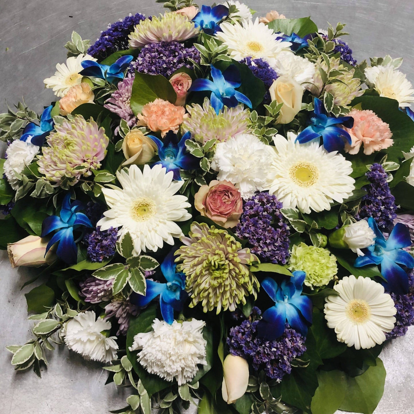 Same Day Flower Delivery - Round Funeral Wreath - Naz Flowers and Gifts