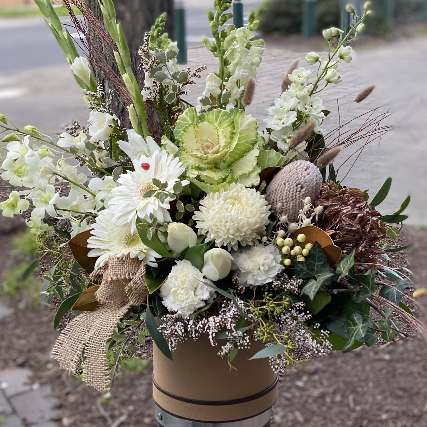 Rustic White Hat Box