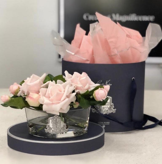 Same Day Flower Delivery - Silk Three Rose & Bud Diffuser in Oval Vase - Naz Flowers and Gifts