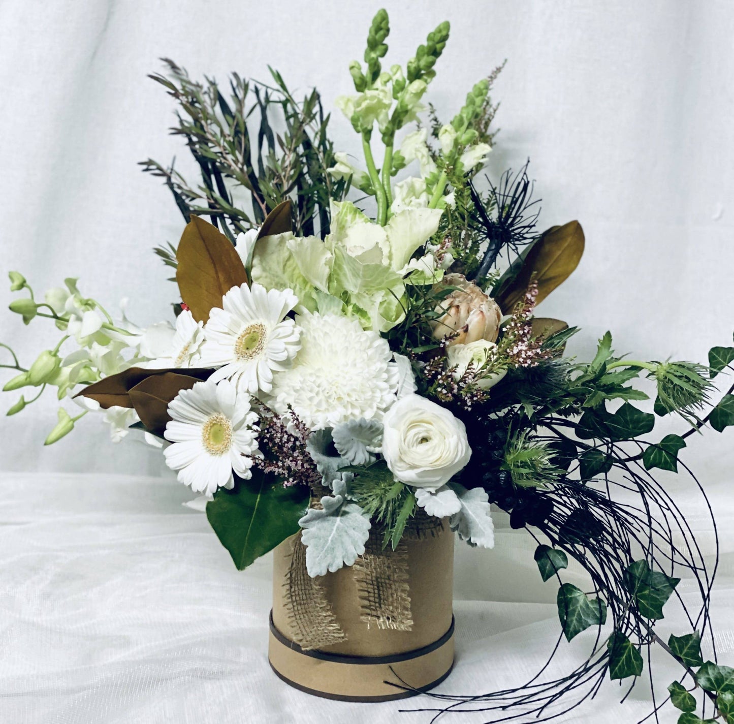Rustic White Hat Box