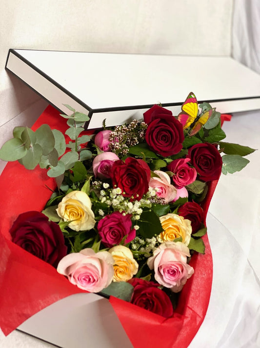 Colourful Boxed Roses