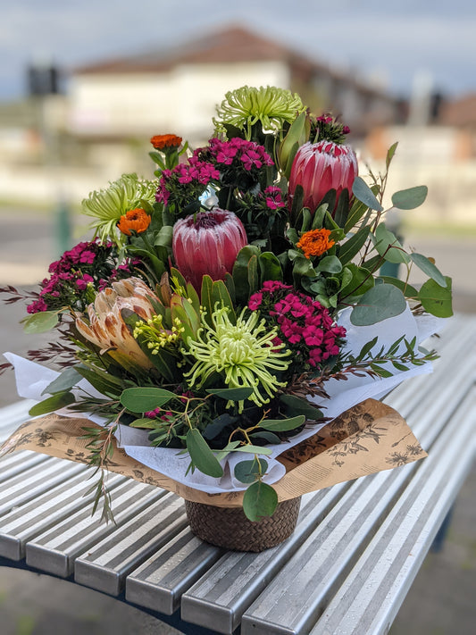 Same Day Flower Delivery - Playful Australian Natives Basket - Naz Flowers and Gifts
