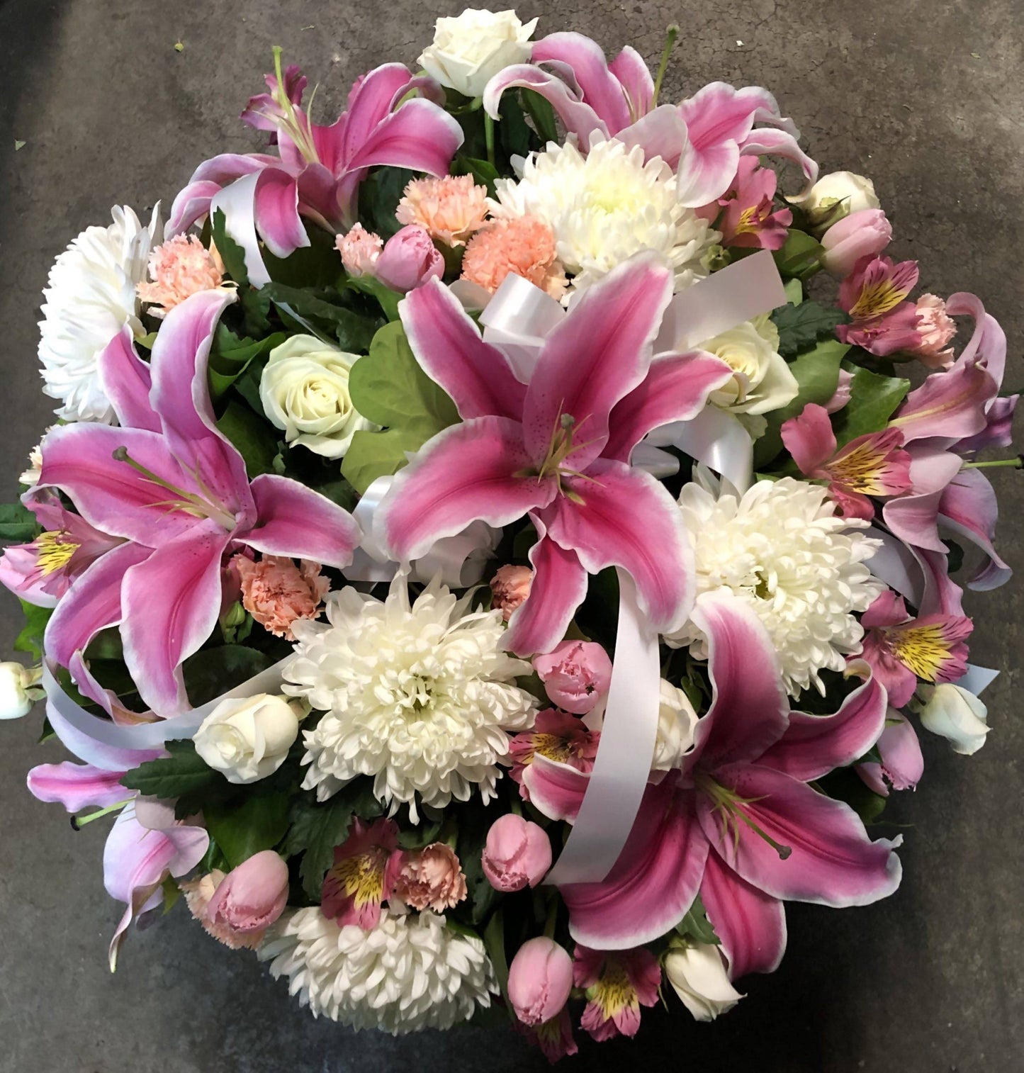 Same Day Flower Delivery - Round Funeral Wreath - Naz Flowers and Gifts