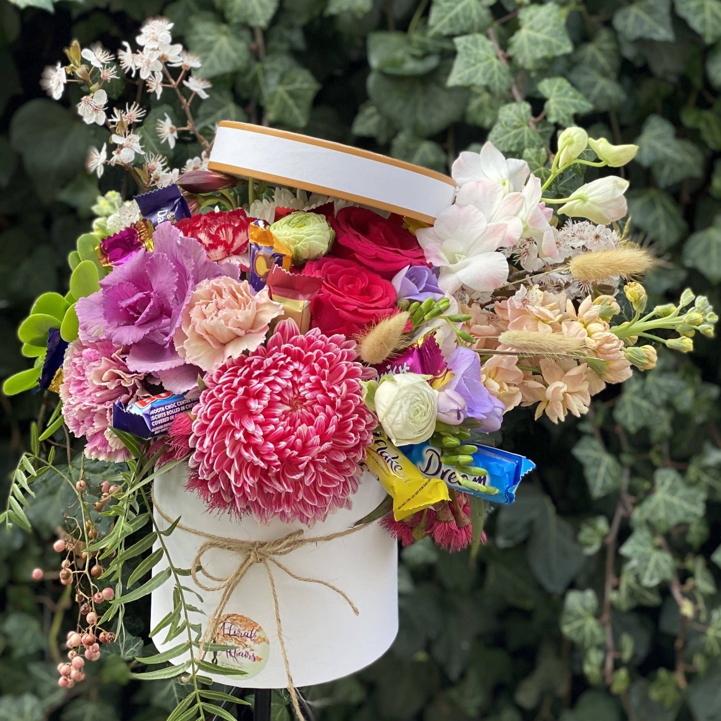 Same Day Flower Delivery - A Pandora’s Chocadora Hat Box - Naz Flowers and Gifts