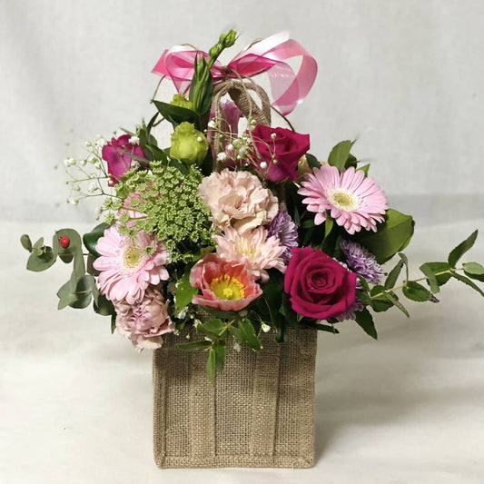 Pinky Jute Bag Blooms