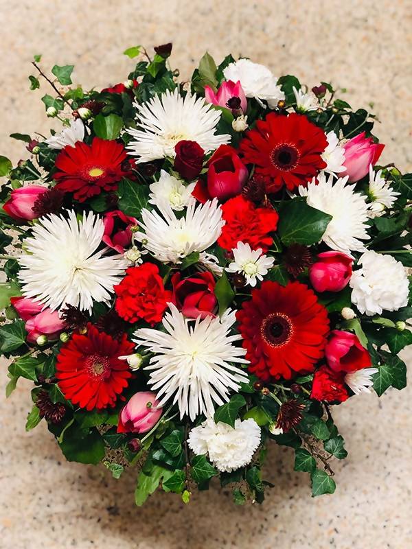 Same Day Flower Delivery - Round Funeral Wreath - Naz Flowers and Gifts