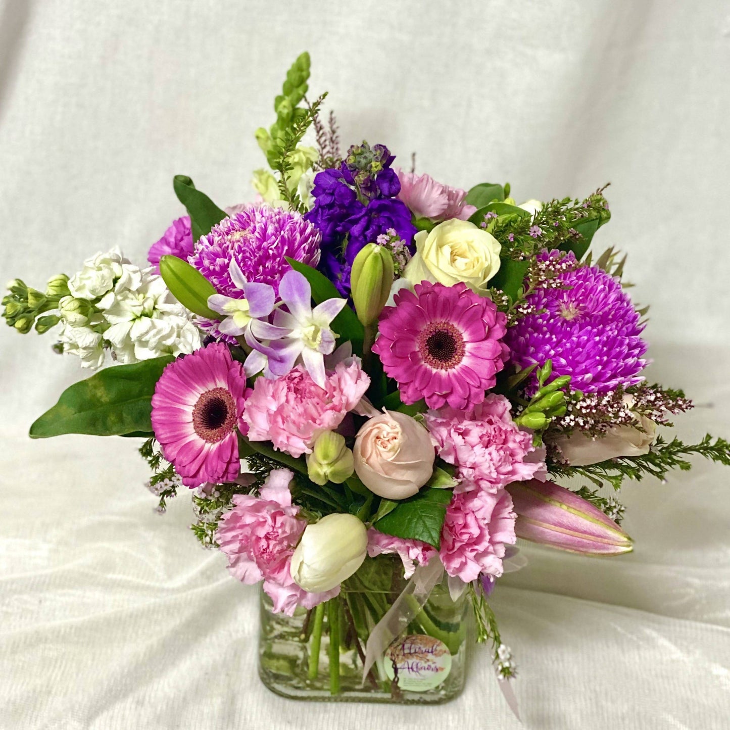 A Sweet Posy Cube Vase (Seasonal Blooms)
