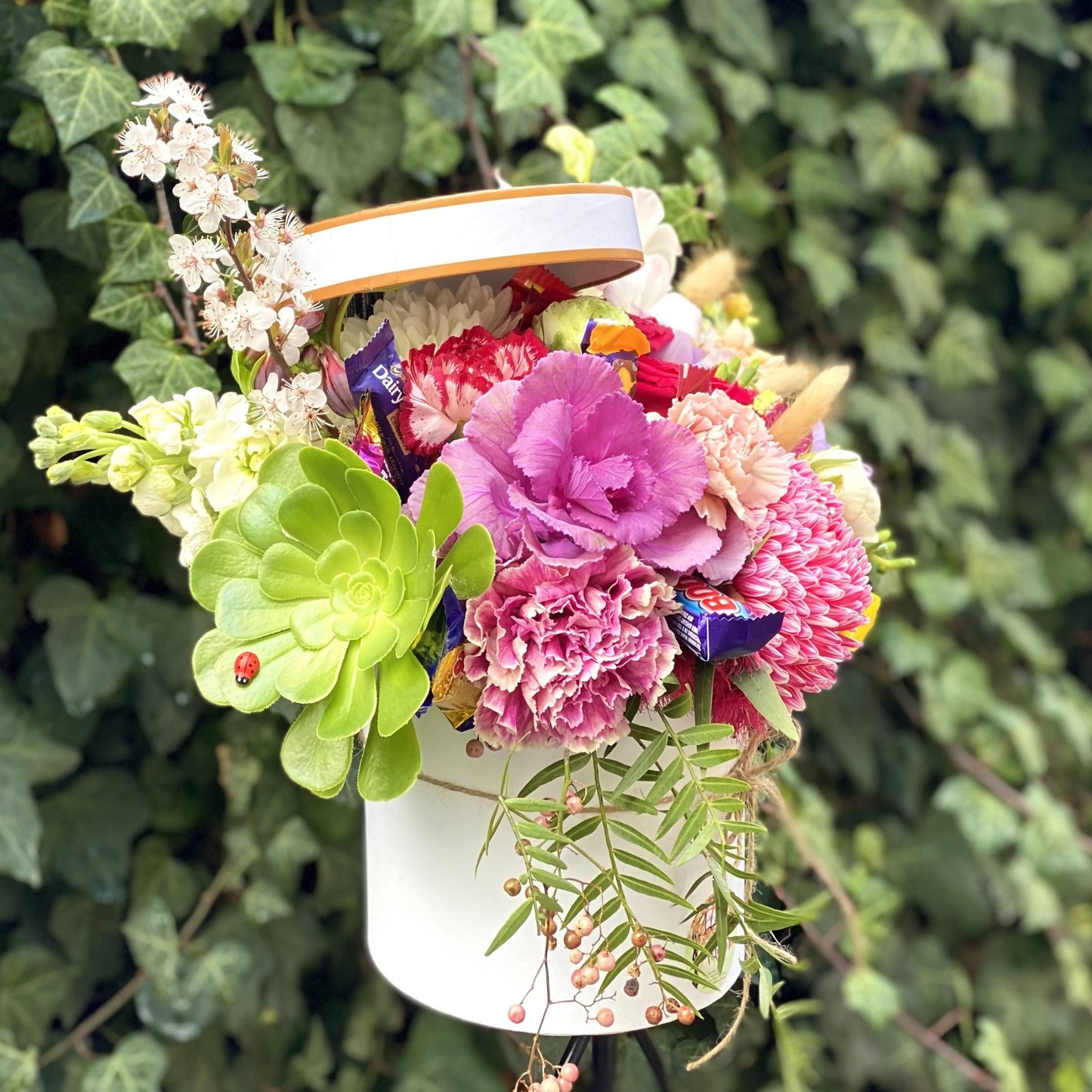 Same Day Flower Delivery - A Pandora’s Chocadora Hat Box - Naz Flowers and Gifts