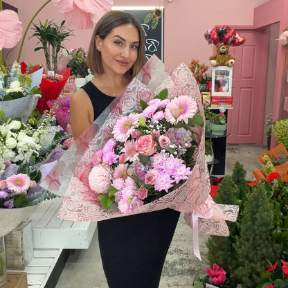  Valentine's Pink Moment Bouquet (Standard) - Flower Delivery Melbourne