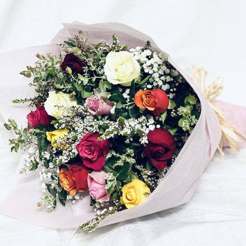 Dozen Colourful Rose Bouquet
