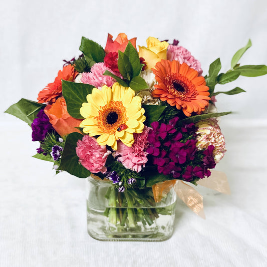 A Sweet Posy Cube Vase (Seasonal Blooms)